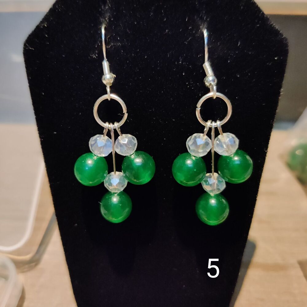 Sterling Silver Genuine Jade Earrings